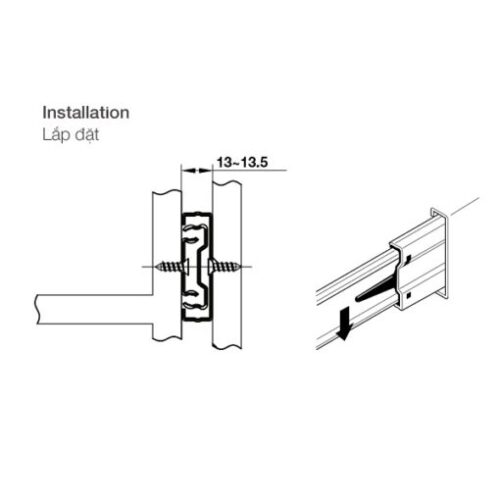 Ray bi không giảm chấn dài 500mm Hafele 494.02.455