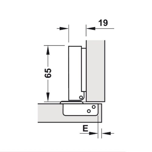 Kích thước của Bản lề giảm chấn Hafele -thẳng 315.30.721