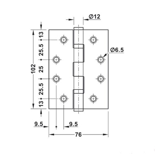 Kích thước của Bản lề lá 2 vòng bi 120Kg Hafele 926.98.020