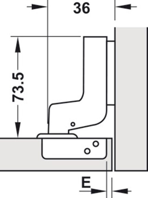 Kích thước của Bản lề lọt lòng Metalla A DIY 110º Hafele 493.03.025