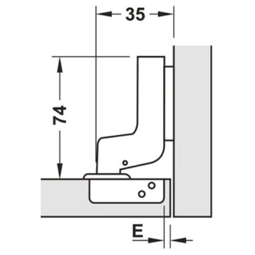 Kích thước của Bản lề lọt lòng Metalla SM 110º DIY Hafele 483.01.722