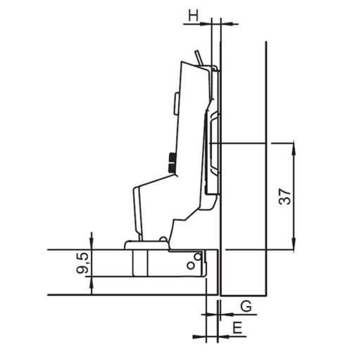 Kích thước của Bản lề lọt lòng Metalla SM 95º Mini Hafele 311.04.442