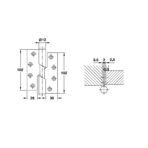 Kích thước của Bản lề nâng hạ Hafele 926.27.603