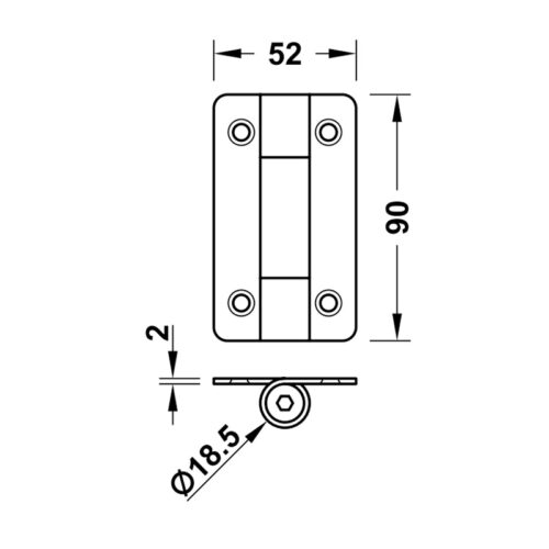 Kích thước của Bản lề nhà vệ sinh công cộng Hafele 988.98.091