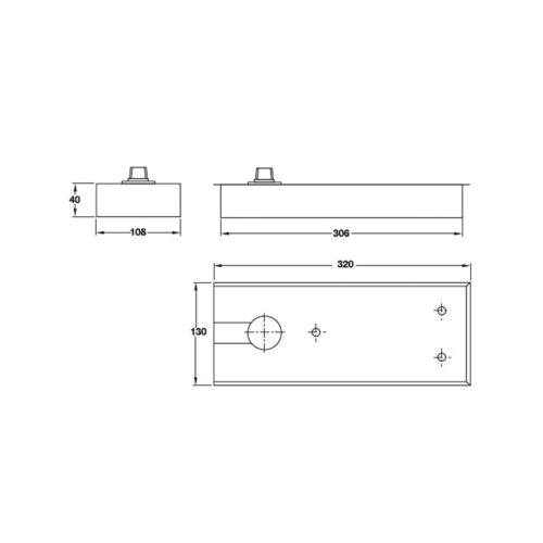 Kích thước của Bản lề sàn EN3 100Kg Hafele 932.79.030