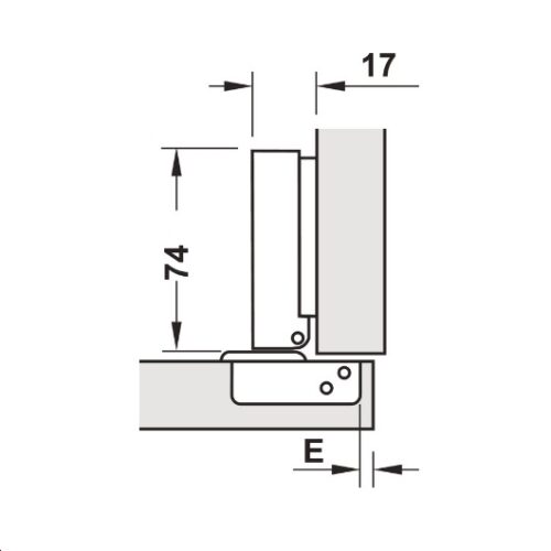 Kích thước của Bản lề trùm ngoài Metalla SM 110º DIY Hafele 483.01.720