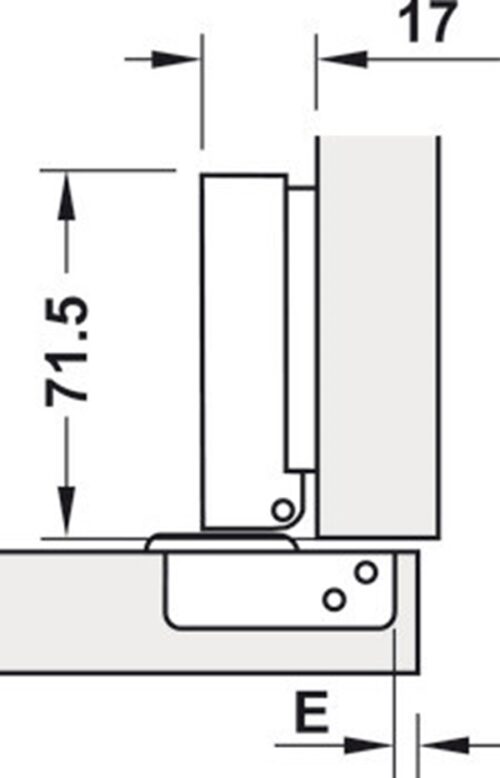 Kích thước của Bản lề trùm ngoài Metalla SM 95º Mini Hafele 311.04.440