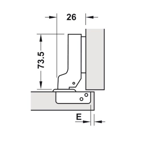 Kích thước của Bản lề trùm nửa Metalla SM 110° giảm chấn Hafele 315.11.751