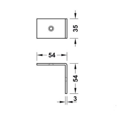 Kích thước của Bas gắn tường 90° Hafele 988.98.020