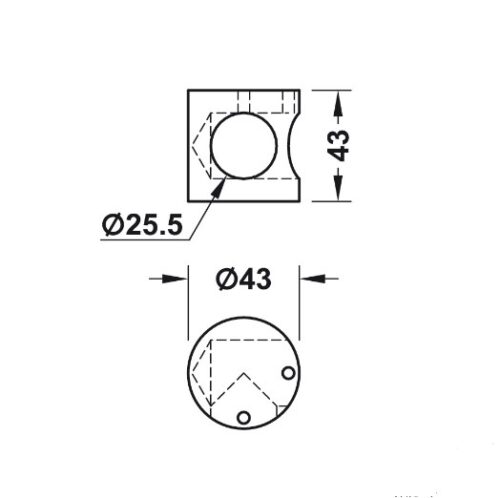 Kích thước của Bas nối Hafele góc 90 Hafele 988.98.060