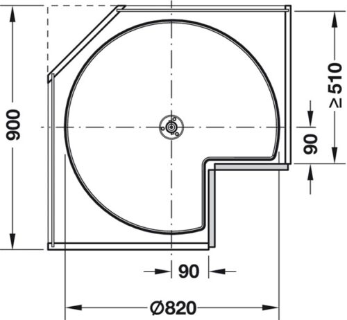 Bộ mâm xoay 2 tầng 270 độ 900mm Hafele 542.31.650