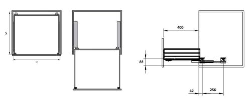 Kích thước của Bộ rổ bát đĩa Cappella Hafele 549.08.004 Inox 304