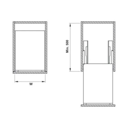 Kích thước của Bộ rổ dao thớt, chai lọ Sonata Hafele 549.20.011 Inox 304