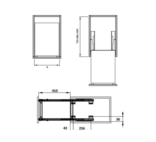 Kích thước của Bộ rổ dao thớt, chai lọ Sonata Hafele 549.20.213 mạ chrome