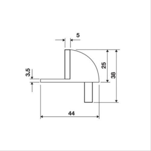 Kích thước của Chặn cửa gắn sàn màu đen Hafele 937.56.413