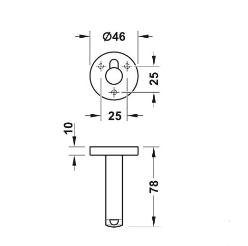 Kích thước của Chặn cửa nhà vệ sinh công cộng Hafele 988.98.160