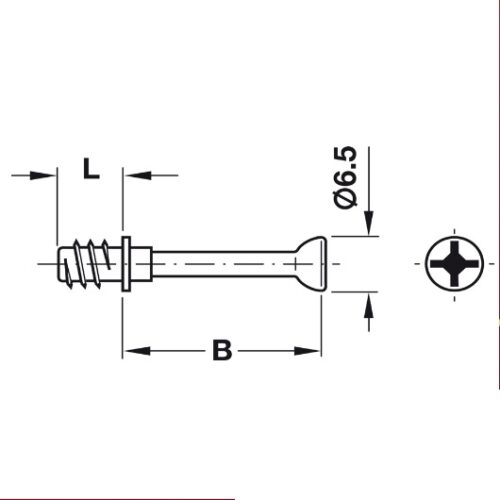 Kích thước của Chốt nối nhỏ Ren 8.5mm Hafele 262.28.615