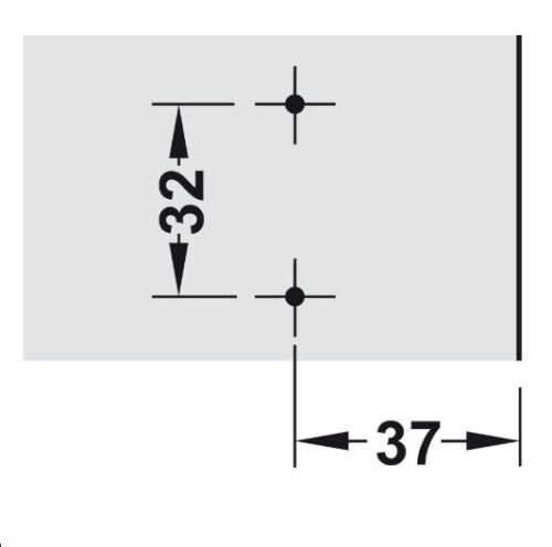 Kích thước của Đế bản lề Hafele 2 lỗ bắt vít với ốc điều chỉnh 315.98.656