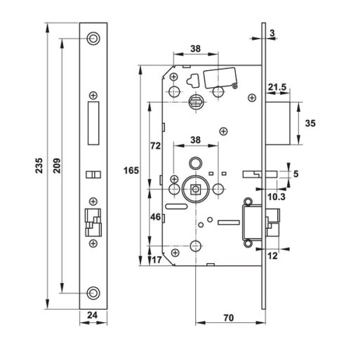 Kích thước của Khóa điện tử Hafele PP9000 912.05.692