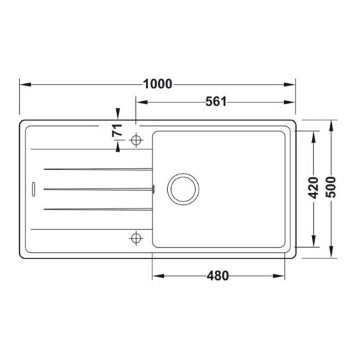 Kích thước chậu đá Hafele 1000mm HS20-GED1S60 570.32.830