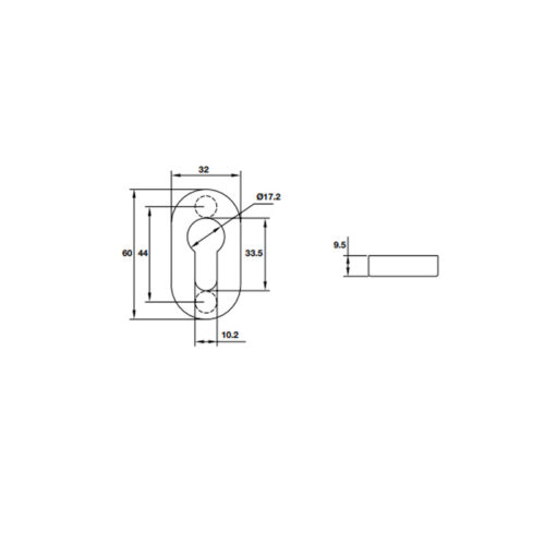 Kích thước của Nắp che ruột khóa Oval Hafele 902.52.294