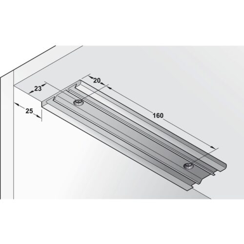 Kích thước của Phụ kiện cáp đỡ mặt trước với bas điều chỉnh Hafele 365.46.051