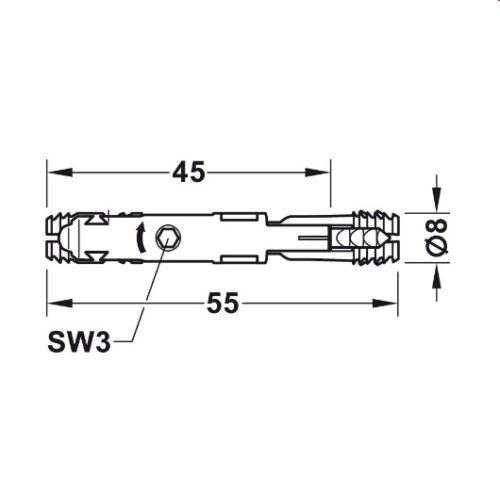 Kích thước của Phụ kiện kết nối Ixconnect SC 8/60 Hafele 262.11.117