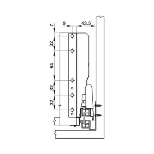 Ray hộp Hafele 552.79.085 Alto B199 500mm, trắng, nắp kim loại