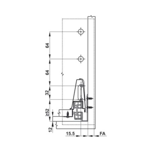 Ray hộp Hafele 552.79.085 Alto B199 500mm, trắng, nắp kim loại