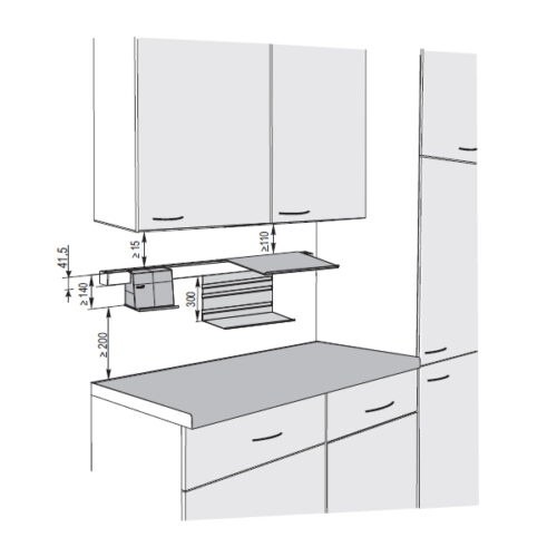 Kích thước của Phụ kiện nhà bếp treo tường Linero Mosaiq Hafele 521.02.570