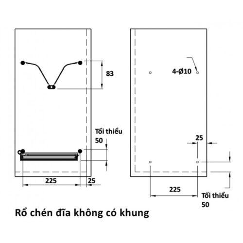 Kích thước của Rổ bát đĩa không khung Presto Hafele 544.40.028 Inox 304