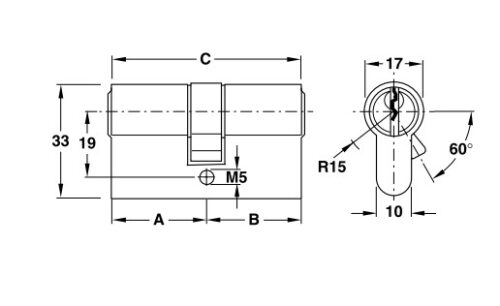 Ruột khóa 2 đầu Hafele 916.00.022, 91mm Đồng thau