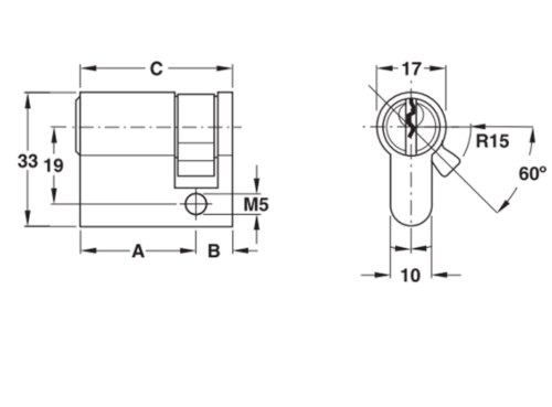 Ruột khóa 1 đầu Hafele 916.00.606, 70.5mm Đồng thau