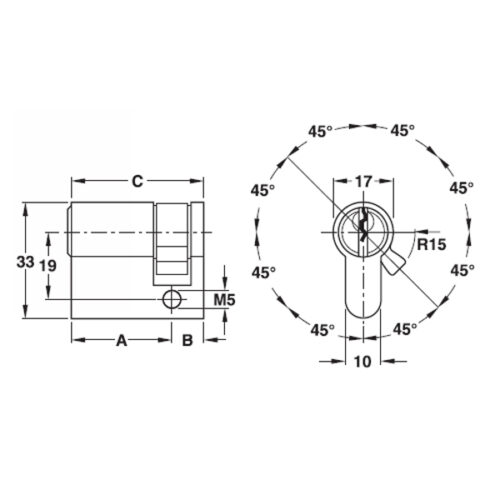 Ruột khóa 1 đầu Hafele 916.00.653, 45,5mm Đồng thau