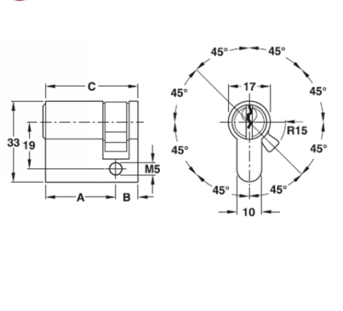 Ruột khóa 1 đầu Hafele 916.00.654