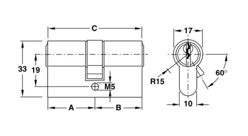 Ruột khóa 2 đầu Hafele 916.08.231, 71mm Đồng thau