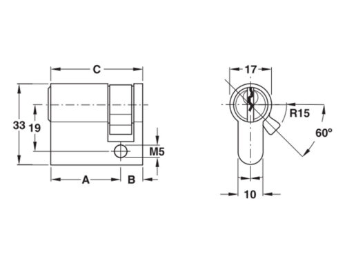 Ruột khóa 1 đầu Hafele 916.08.407, 41,5mm Đồng thau