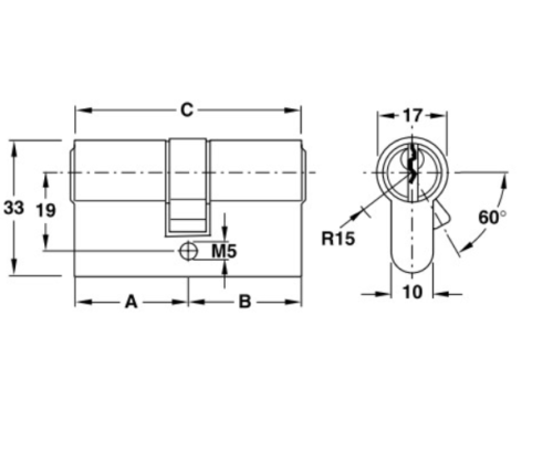 Ruột khóa 2 đầu Hafele 916.96.015, 71mm Đồng thau