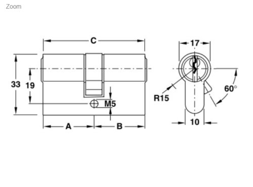 Ruột khóa 2 đầu Hafele 916.96.041, 90mm Đồng thau