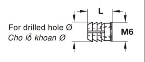 Kích thước của Tắc kê thân ốc liên kết Hafele 039.32.050