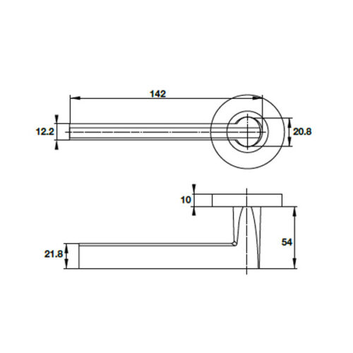 Kích thước của Tay nắm gạt cửa phòng Hafele 903.99.329