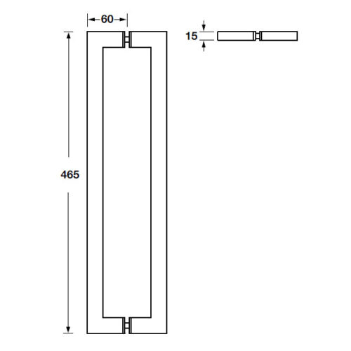 Kích thước của Tay nắm kéo vuông L465mm Hafele 499.68.038