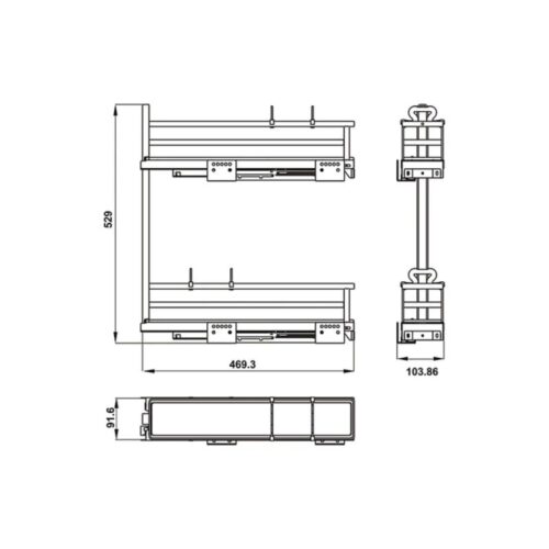 Bộ rổ gia vị Hafele Omero 549.20.841 200mm (phải)