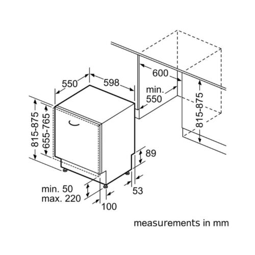 Kích thước của Máy rửa bát âm tủ Bosch SMH6ZDX00E