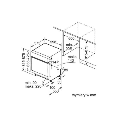 Kích thước của Máy rửa bát Bosch SMI6ECS93E serie 6