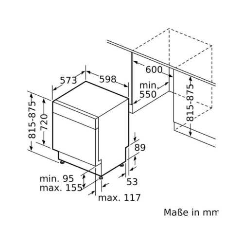 Kích thước của Máy rửa bát Bosch SMU6ZCS49E Serie 6