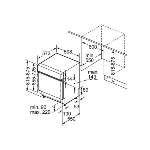 thông số kỹ thuật của máy rửa bát bán âm Bosch SMI6ZCS16E Serie 6