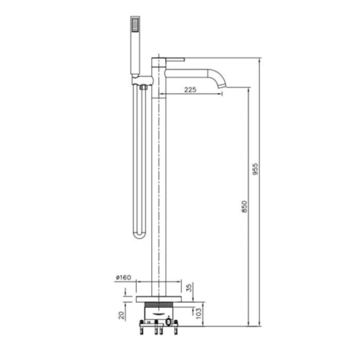 Kích thước sen tắm đặt sàn Paul Schmitt PA606W