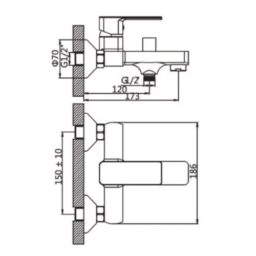 Kích thước sen tắm nóng lạnh Paul Schmitt PA012B