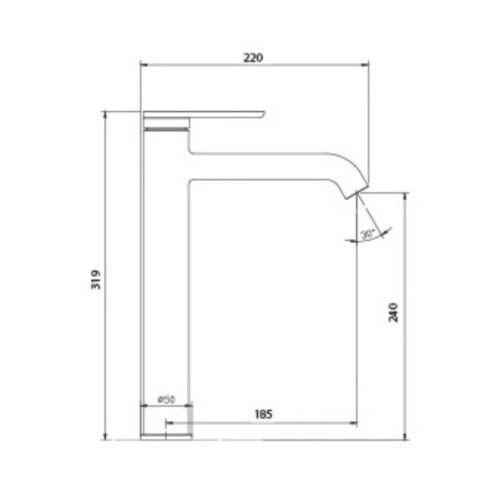 Kích thước vòi chậu lavabo nóng lạnh Paul Schmitt PA015FH